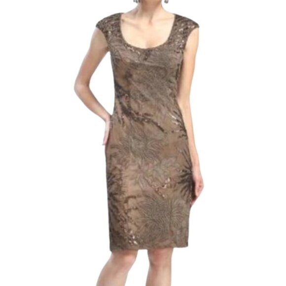 NWT Sue Wong N4405 Mesh Mother of the Bride Dress Brown size 4 - Picture 1 of 7